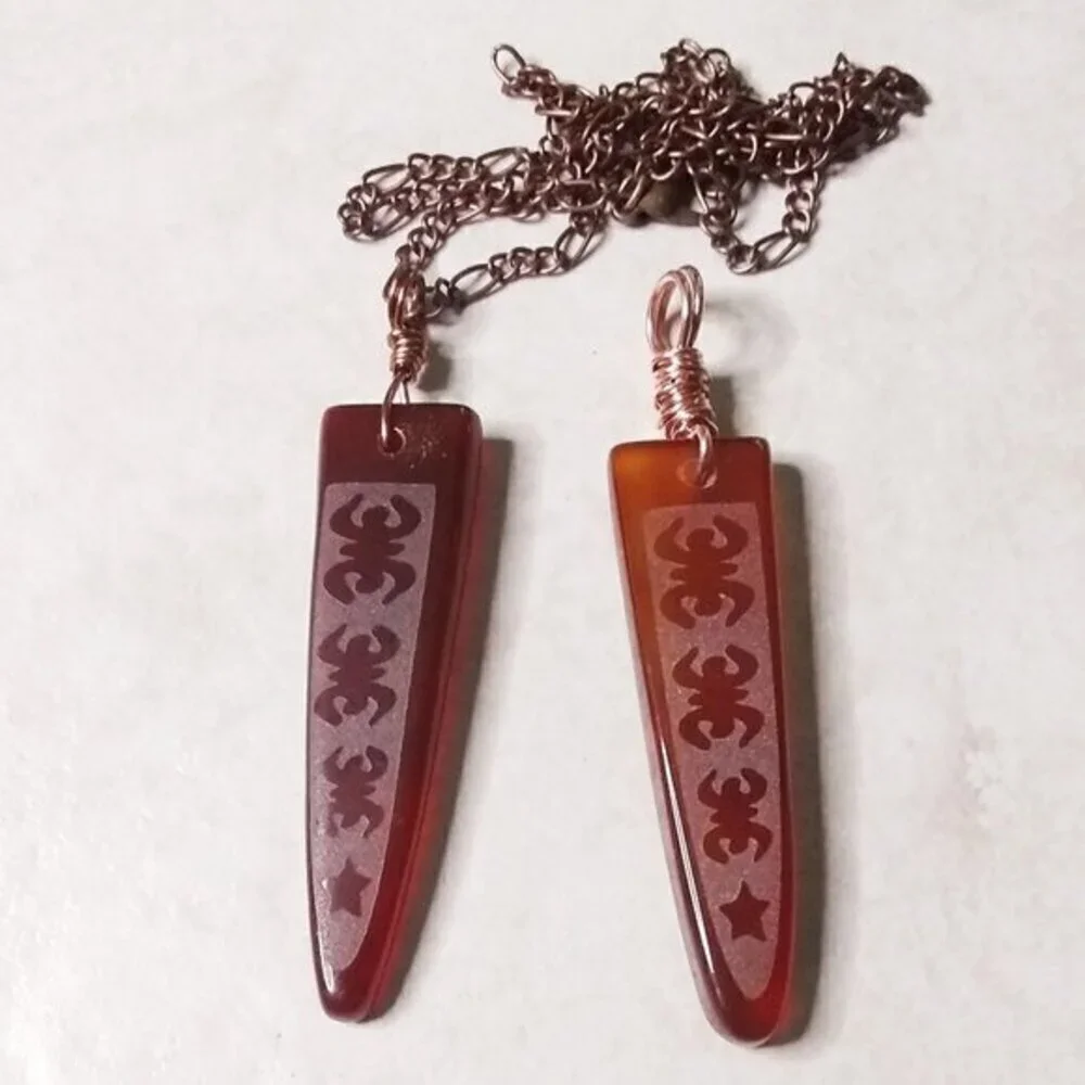 Extra Long & Slender Agate Necklace! Frosted Surface Design - Sleek + Minimalist
